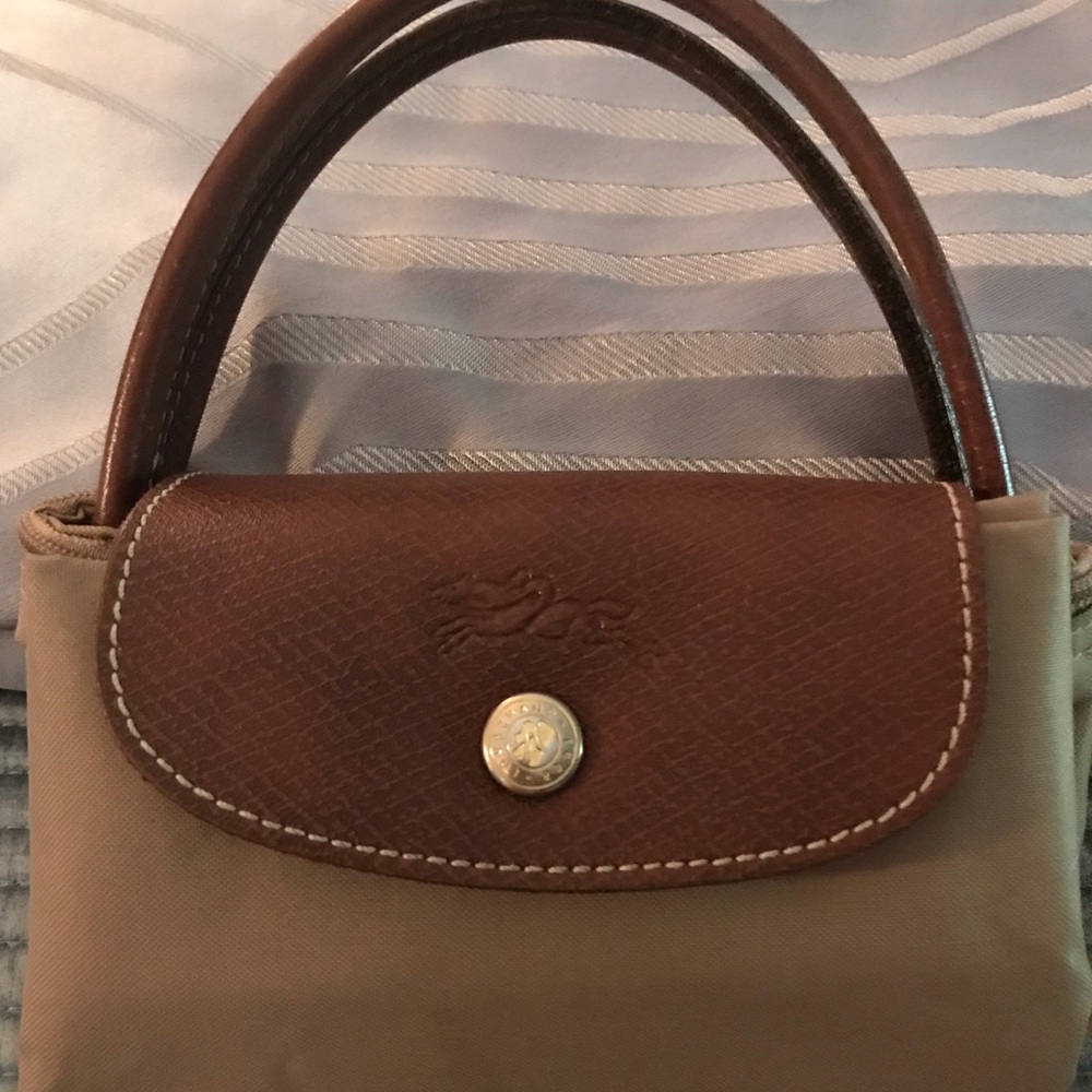Long Champ - Le Pliage small tan tote